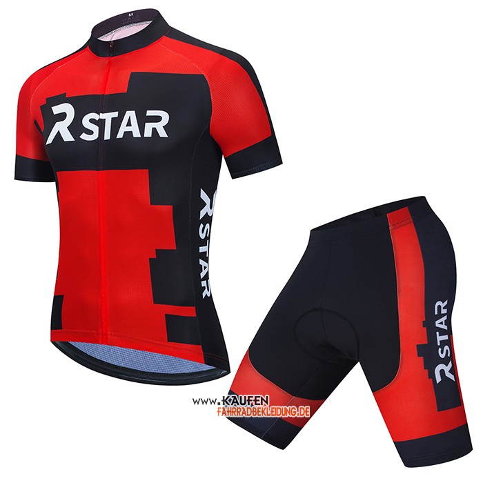 R Star Kurzarmtrikot 2021 und Kurze Tragerhose Shwarz Rot(1)